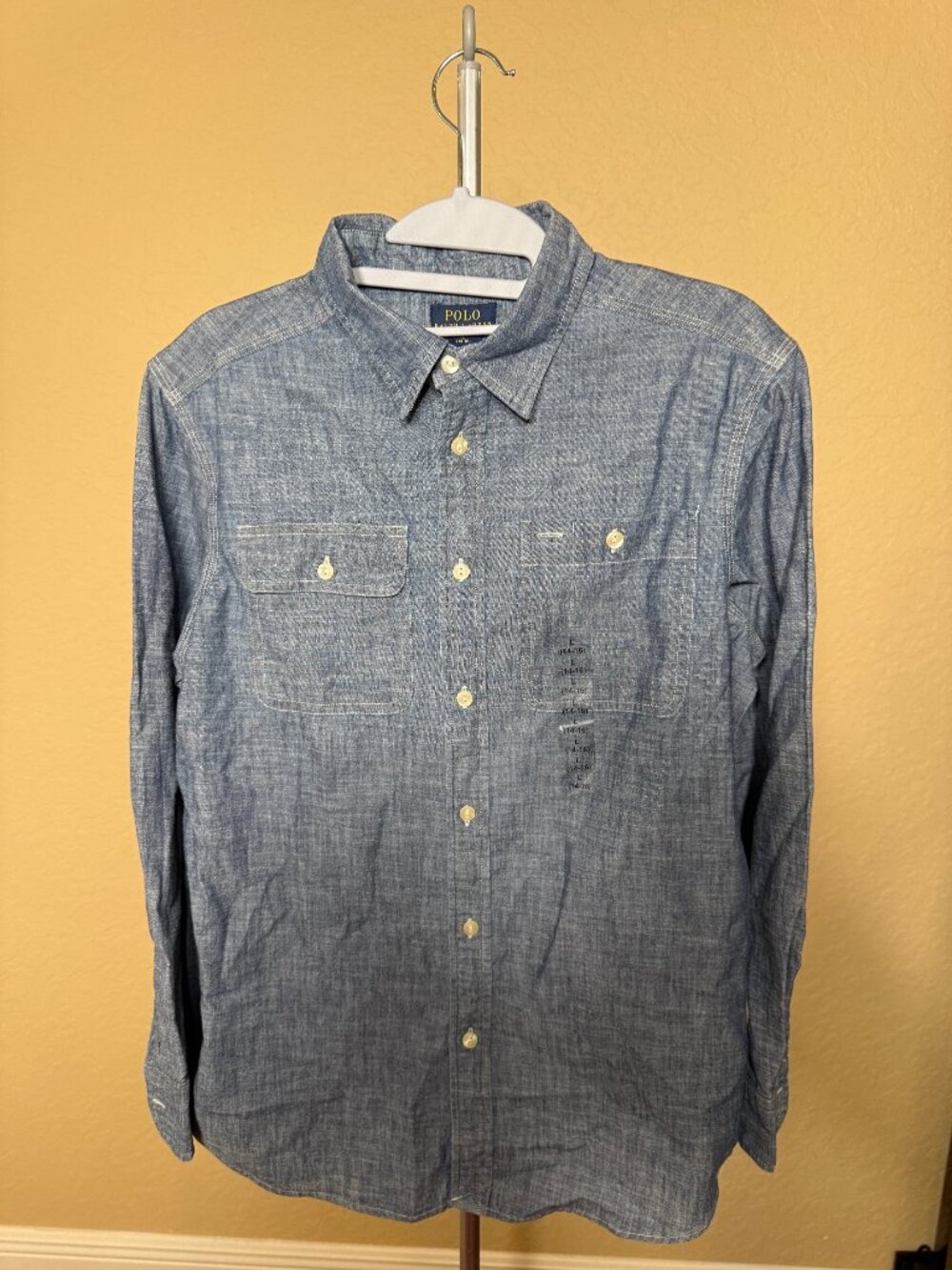 Polo Ralph Lauren Boys Chambray Eagle Graphic Button Down Shirt NWT L 14-16